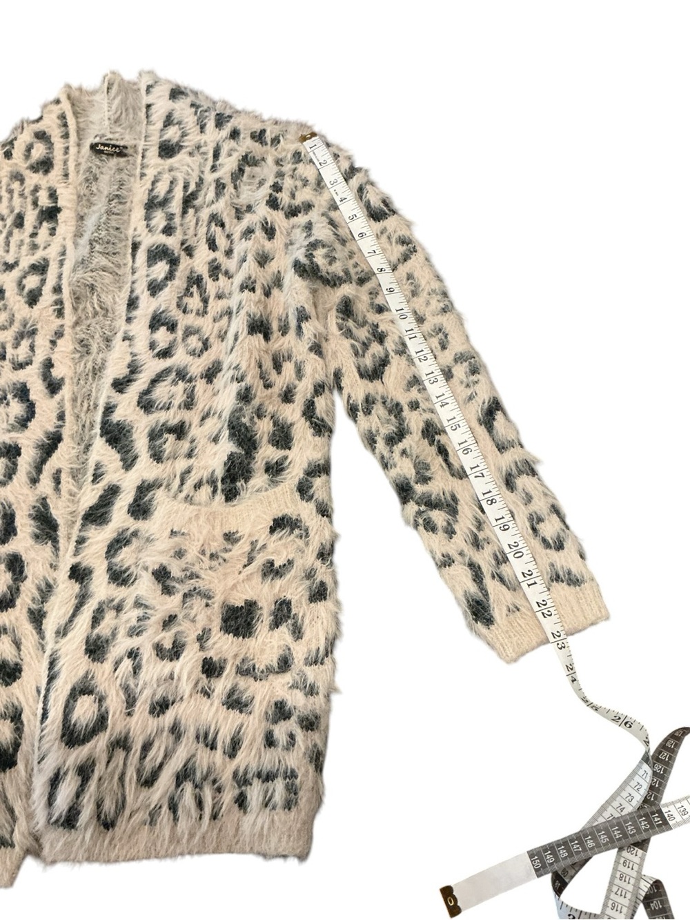 Janice Fuzzy Leopard Print Cardigan Sweater One Size - Picture 6 of 9